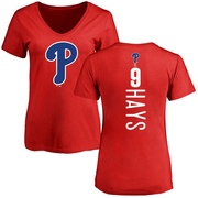 Women's Philadelphia Phillies Austin Hays ＃9 Backer Slim Fit T-Shirt - Red