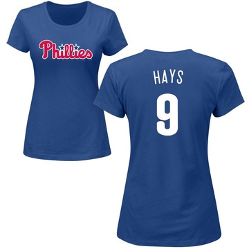 Women's Philadelphia Phillies Austin Hays ＃9 Roster Name & Number T-Shirt - Royal