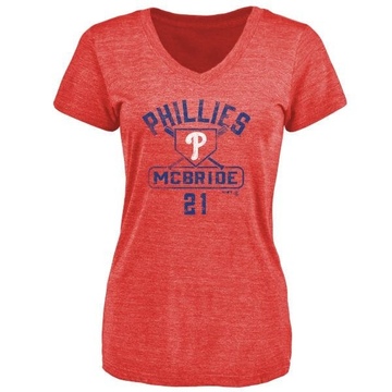 Women's Philadelphia Phillies Bake Mcbride ＃21 Base Runner T-Shirt - Red