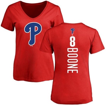 Women's Philadelphia Phillies Bob Boone ＃8 Backer Slim Fit T-Shirt - Red