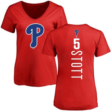 Women's Philadelphia Phillies Bryson Stott ＃5 Backer Slim Fit T-Shirt - Red