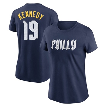 Women's Philadelphia Phillies Buddy Kennedy ＃19 2024 City Connect Fuse Name & Number T-Shirt - Navy