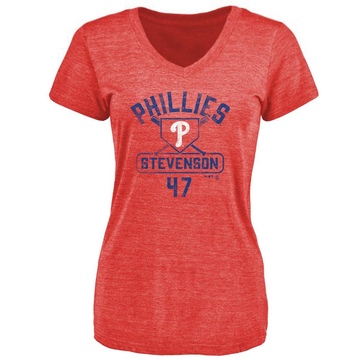 Women's Philadelphia Phillies Cal Stevenson ＃47 Base Runner T-Shirt - Red