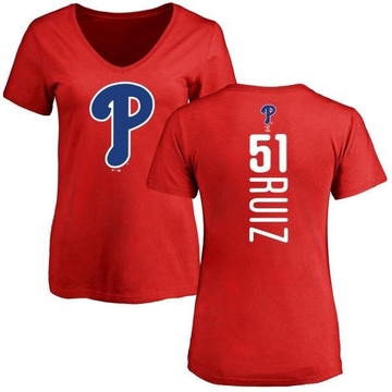 Women's Philadelphia Phillies Carlos Ruiz ＃51 Backer Slim Fit T-Shirt - Red