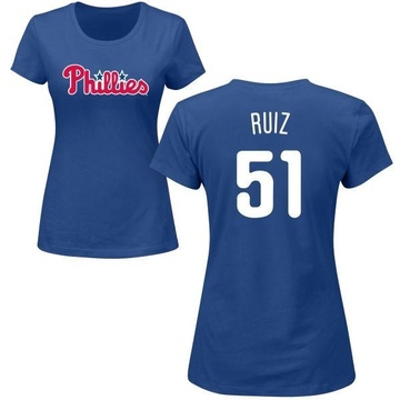 Women's Philadelphia Phillies Carlos Ruiz ＃51 Roster Name & Number T-Shirt - Royal