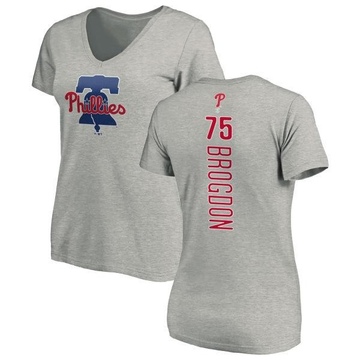 Women's Philadelphia Phillies Connor Brogdon ＃75 Backer Slim Fit T-Shirt Ash