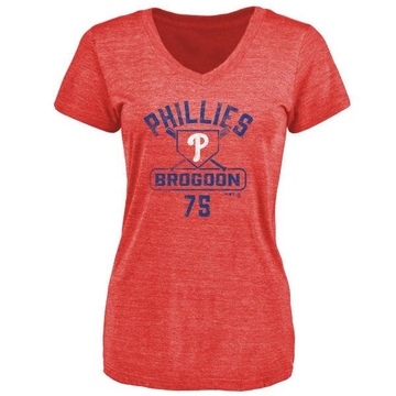 Women's Philadelphia Phillies Connor Brogdon ＃75 Base Runner T-Shirt - Red