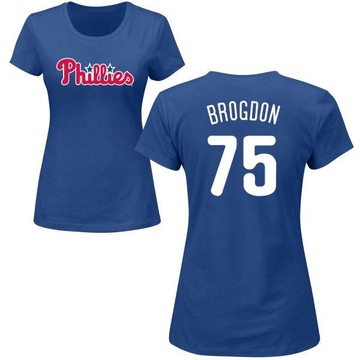 Women's Philadelphia Phillies Connor Brogdon ＃75 Roster Name & Number T-Shirt - Royal