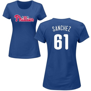 Women's Philadelphia Phillies Cristopher Sanchez ＃61 Roster Name & Number T-Shirt - Royal