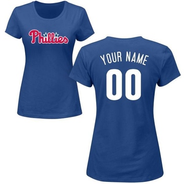 Women's Philadelphia Phillies Custom ＃00 Roster Name & Number T-Shirt - Royal