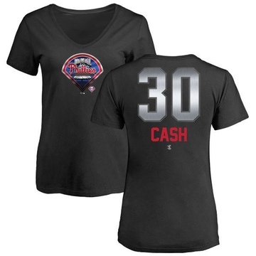 Women's Philadelphia Phillies Dave Cash ＃30 Midnight Mascot V-Neck T-Shirt - Black