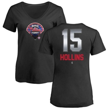 Women's Philadelphia Phillies Dave Hollins ＃15 Midnight Mascot V-Neck T-Shirt - Black