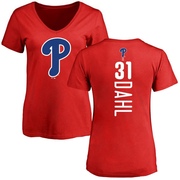 Women's Philadelphia Phillies David Dahl ＃31 Backer Slim Fit T-Shirt - Red