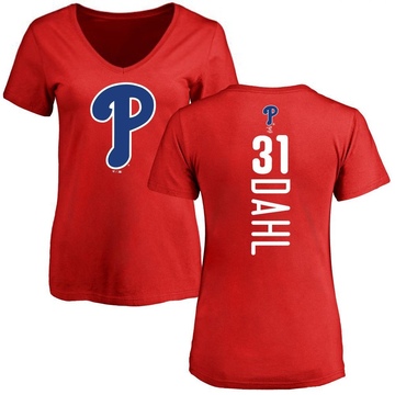 Women's Philadelphia Phillies David Dahl ＃31 Backer Slim Fit T-Shirt - Red