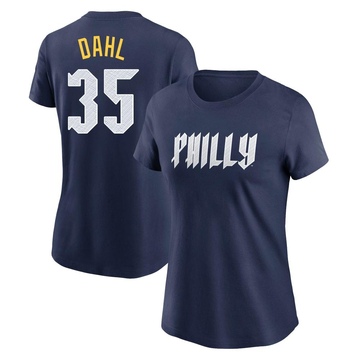 Women's Philadelphia Phillies David Dahl ＃35 2024 City Connect Fuse Name & Number T-Shirt - Navy