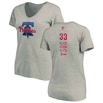 Women's Philadelphia Phillies Edmundo Sosa ＃33 Backer Slim Fit T-Shirt Ash