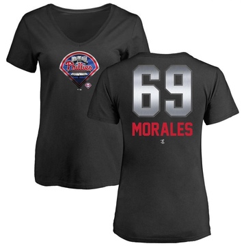 Women's Philadelphia Phillies Francisco Morales ＃69 Midnight Mascot V-Neck T-Shirt - Black