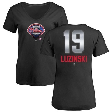 Women's Philadelphia Phillies Greg Luzinski ＃19 Midnight Mascot V-Neck T-Shirt - Black