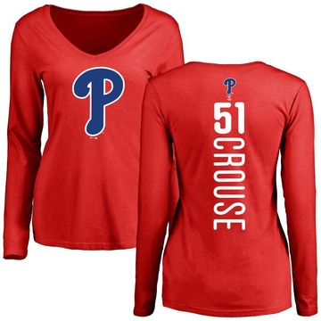 Women's Philadelphia Phillies Hans Crouse ＃51 Backer Slim Fit Long Sleeve T-Shirt - Red