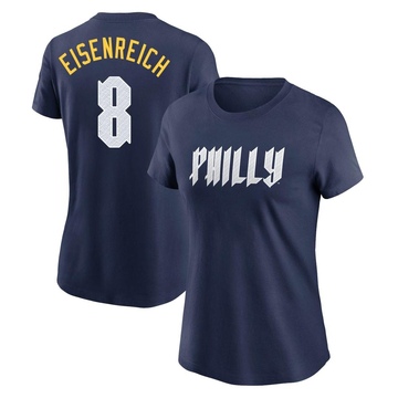 Women's Philadelphia Phillies Jim Eisenreich ＃8 2024 City Connect Fuse Name & Number T-Shirt - Navy