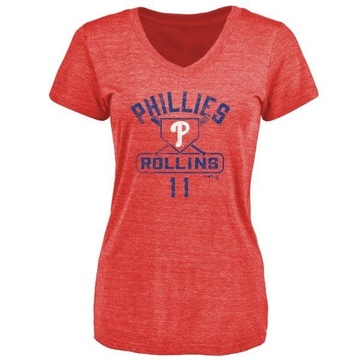 Women's Philadelphia Phillies Jimmy Rollins ＃11 Base Runner T-Shirt - Red