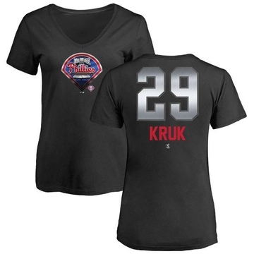 Women's Philadelphia Phillies John Kruk ＃29 Midnight Mascot V-Neck T-Shirt - Black