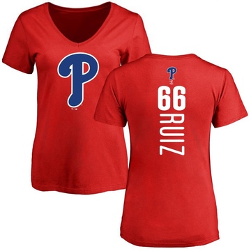 Women's Philadelphia Phillies Jose Ruiz ＃66 Backer Slim Fit T-Shirt - Red