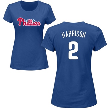 Women's Philadelphia Phillies Josh Harrison ＃2 Roster Name & Number T-Shirt - Royal