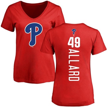 Women's Philadelphia Phillies Kolby Allard ＃49 Backer Slim Fit T-Shirt - Red