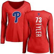 Women's Philadelphia Phillies Kyle Tyler ＃73 Backer Slim Fit Long Sleeve T-Shirt - Red