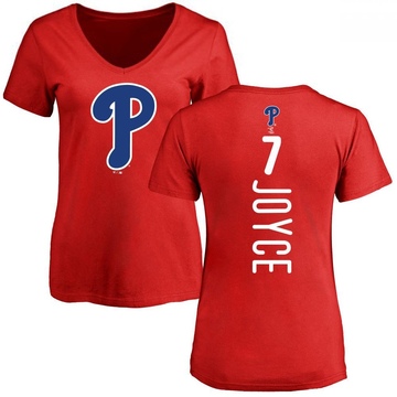 Women's Philadelphia Phillies Matt Joyce ＃7 Backer Slim Fit T-Shirt - Red