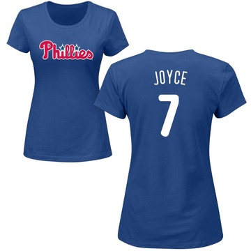 Women's Philadelphia Phillies Matt Joyce ＃7 Roster Name & Number T-Shirt - Royal