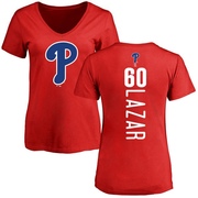 Women's Philadelphia Phillies Max Lazar ＃60 Backer Slim Fit T-Shirt - Red