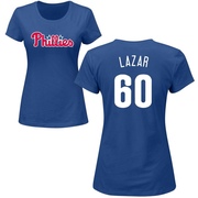 Women's Philadelphia Phillies Max Lazar ＃60 Roster Name & Number T-Shirt - Royal