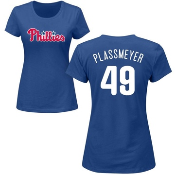 Women's Philadelphia Phillies Michael Plassmeyer ＃49 Roster Name & Number T-Shirt - Royal