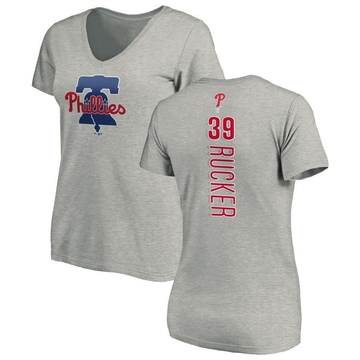 Women's Philadelphia Phillies Michael Rucker ＃39 Backer Slim Fit T-Shirt Ash