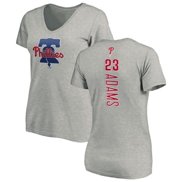 Women's Philadelphia Phillies Mike Adams ＃23 Backer Slim Fit T-Shirt Ash