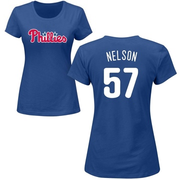 Women's Philadelphia Phillies Nick Nelson ＃57 Roster Name & Number T-Shirt - Royal