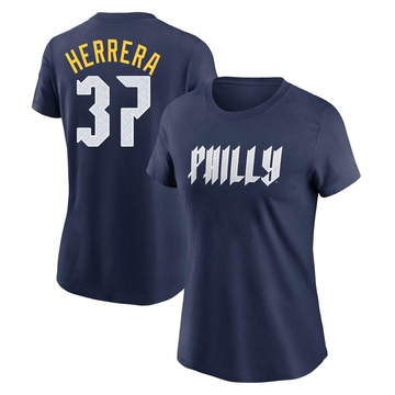 Women's Philadelphia Phillies Odubel Herrera ＃37 2024 City Connect Fuse Name & Number T-Shirt - Navy