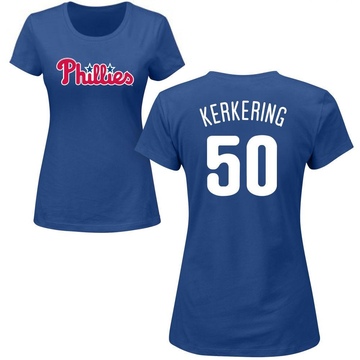 Women's Philadelphia Phillies Orion Kerkering ＃50 Roster Name & Number T-Shirt - Royal