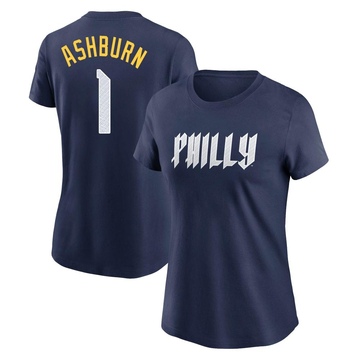 Women's Philadelphia Phillies Richie Ashburn ＃1 2024 City Connect Fuse Name & Number T-Shirt - Navy