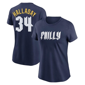 Women's Philadelphia Phillies Roy Halladay ＃34 2024 City Connect Fuse Name & Number T-Shirt - Navy