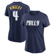 Women's Philadelphia Phillies Scott Kingery ＃4 2024 City Connect Fuse Name & Number T-Shirt - Navy