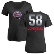 Women's Philadelphia Phillies Seranthony Dominguez ＃58 Midnight Mascot V-Neck T-Shirt - Black