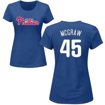 Women's Philadelphia Phillies Tug McGraw ＃45 Roster Name & Number T-Shirt - Royal