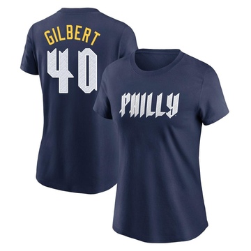 Women's Philadelphia Phillies Tyler Gilbert ＃40 2024 City Connect Fuse Name & Number T-Shirt - Navy