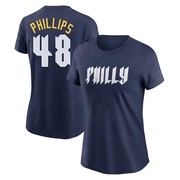 Women's Philadelphia Phillies Tyler Phillips ＃48 2024 City Connect Fuse Name & Number T-Shirt - Navy