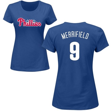 Women's Philadelphia Phillies Whit Merrifield ＃9 Roster Name & Number T-Shirt - Royal