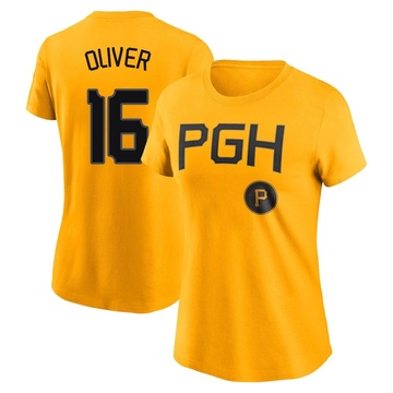 Women's Pittsburgh Pirates Al Oliver ＃16 2023 City Connect Name & Number T-Shirt - Gold