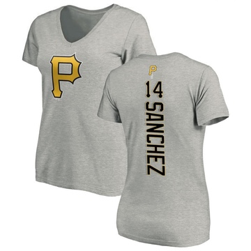 Women's Pittsburgh Pirates Ali Sanchez ＃14 Backer Slim Fit T-Shirt Ash